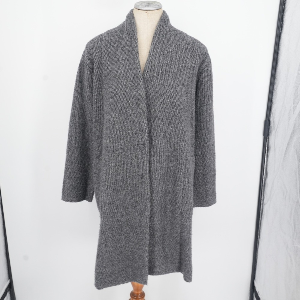 Vince Wool Alpaca Blend Long Cardigan Coat Womens Small Gray Snap Front Knit